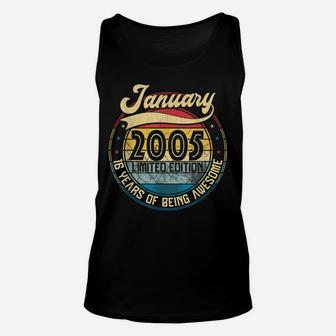 Vintage Retro January 2005 16Th Birthday Gift 16 Years Old Unisex Tank Top | Crazezy CA