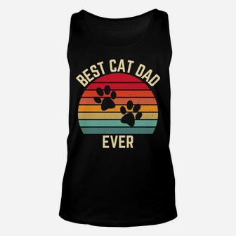 Vintage Retro Sunset Best Cat Dad Ever Kitten Lovers Gift Unisex Tank Top | Crazezy UK
