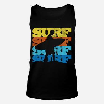 Vintage Surfing Silhouette Surfer Retro 70S Sunset Beach Unisex Tank Top | Crazezy CA