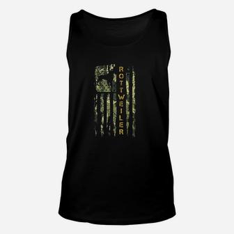 Vintage Usa Camo Flag Rottweiler Silhouette Distressed Funny Unisex Tank Top | Crazezy