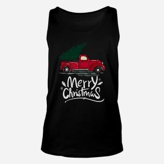 Vintage Wagon Red Truck Christmas Tree Pajama Gift Unisex Tank Top | Crazezy UK