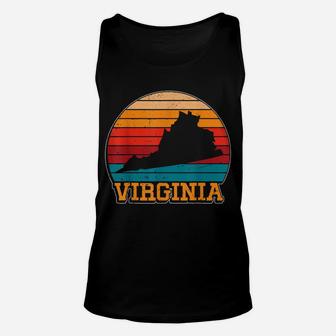Virginia Retro Vintage Sunset Us State Virginia Silhouette Unisex Tank Top | Crazezy CA