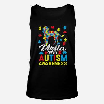 Vizsla For Autism Awareness Dog Lover Puzzle Unisex Tank Top - Monsterry