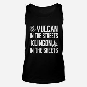 Vulcan In The Streets Klingon In The Sheets Unisex Tank Top | Crazezy DE