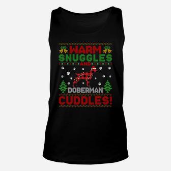Warm Snuggles Doberman Xmas Gift Ugly Doberman Christmas Sweatshirt Unisex Tank Top | Crazezy