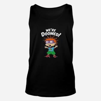 We Are Doomed White Text With Chucky Unisex Tank Top | Crazezy