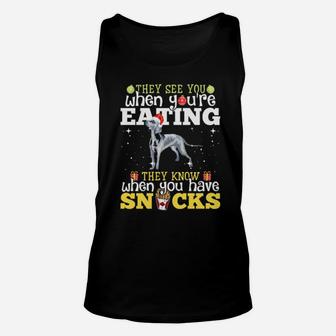 Weimaraner Xmas They See Youre Eating Unisex Tank Top - Monsterry AU