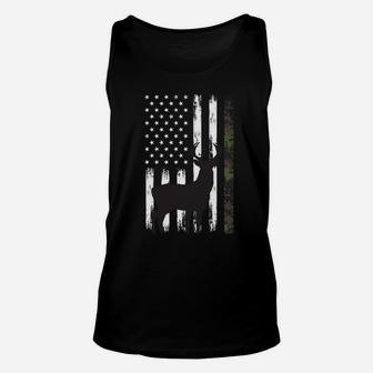 Whitetail Deer Hunting Hunter Gifts Buck Camo American Flag Unisex Tank Top | Crazezy