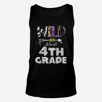 Wild About 4Th Grade Flower Leopard Print Teacher Student Unisex Tank Top | Crazezy