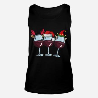 Wine Glass Santa Elf Reindeer Drinking Cool Christmas Gifts Unisex Tank Top | Crazezy CA