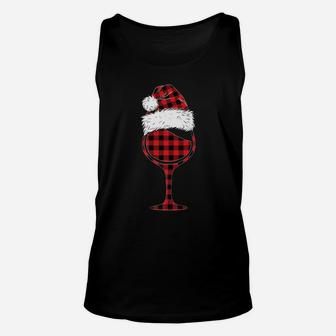 Wine Glasses Christmas Red Plaid Buffalo Funny Wine Lover Unisex Tank Top | Crazezy