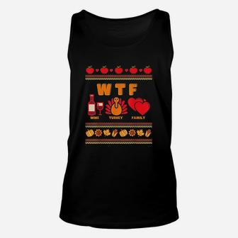 Wine Turkey Family Thanksgiving Ugly Unisex Tank Top | Crazezy