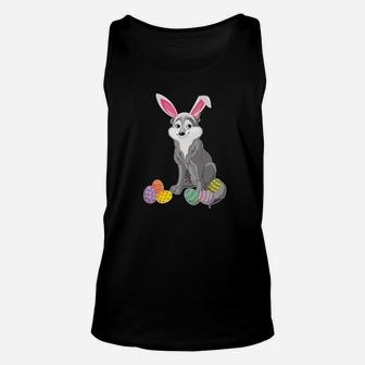 Wolf And Bunny Rabbit Hat Playing Easter Eggs Happy Unisex Tank Top - Thegiftio UK