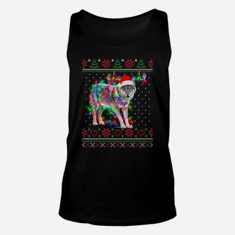 Wolf Animal Ugly Sweater Christmas Puppy Animal Lover Unisex Tank Top | Crazezy CA