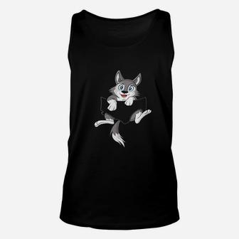 Wolf Pup In Pocket Funny Wolves Lover Unisex Tank Top - Thegiftio UK