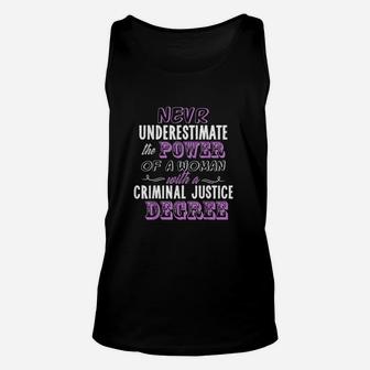 Woman Criminal Justice Degree Graduation Unisex Tank Top | Crazezy