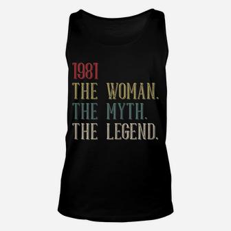 Womens 1981 Woman Myth Legend Retro 39 Year Old 39Th Birthday Women Unisex Tank Top | Crazezy