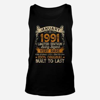 Womens 30Th Birthday Gift 30 Years Old Retro Vintage January 1991 Unisex Tank Top | Crazezy CA