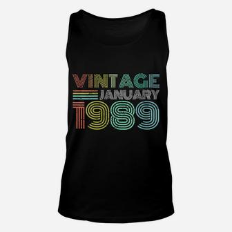 Womens 30Th Birthday Gift Vintage January 1989 Thirty Years Old Unisex Tank Top | Crazezy