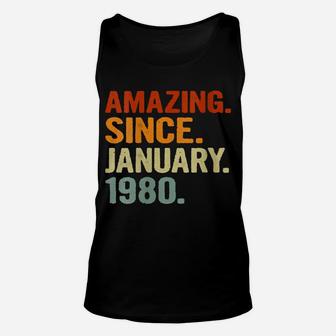 Womens 41 Years Old Retro Birthday Gift Amazing Since January 1980 Unisex Tank Top | Crazezy
