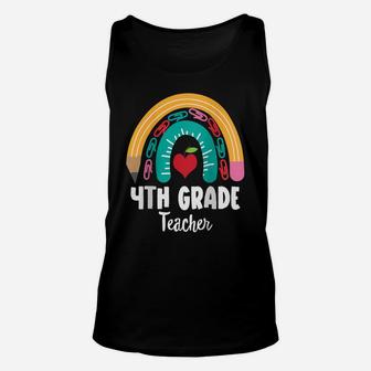 Womens 4Th Grade Teacher, Funny Boho Rainbow For Teachers Raglan Baseball Tee Unisex Tank Top | Crazezy