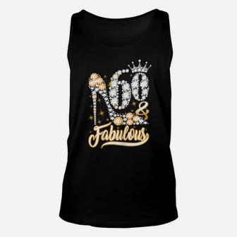 Womens 60 And Fabulous 60 Year Old 60Th Birthday Diamond Shoe Crown Unisex Tank Top | Crazezy AU
