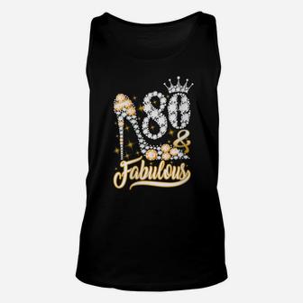 Womens 80 And Fabulous - 80Th Birthday Funny Shoes Crown Diamond Unisex Tank Top | Crazezy AU