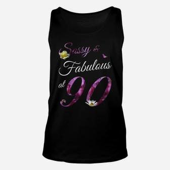 Womens 90 Year Old Sassy & Fabulous Floral 1929 90Th Birthday Gift Unisex Tank Top | Crazezy