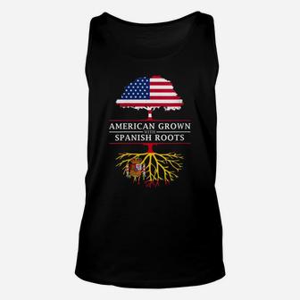 Womens American Grown With Spanish Roots - Spain Unisex Tank Top | Crazezy