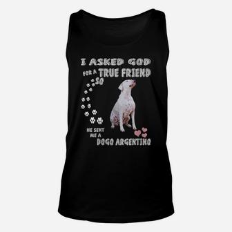 Womens Argentinian Mastiff Dog Mom Dad Costume, Cute Dogo Argentino Unisex Tank Top | Crazezy UK