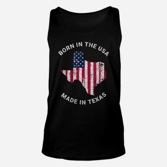 Womens Born In The Usa Flag Vintage State Of Texas Gifts Made In Unisex Tank Top | Crazezy