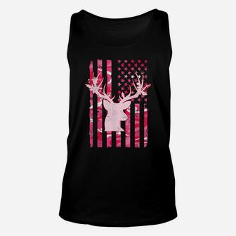 Women's Camo Whitetail Buck Deer Pink Camouflage Usa Flag Unisex Tank Top | Crazezy CA