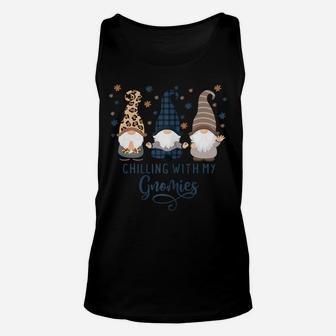 Womens Chilling With My Gnomies Blue Brown Autumn Gnomes Gardening Unisex Tank Top | Crazezy AU