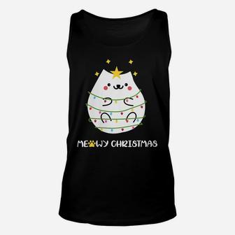 Womens Christmas Cat Lovers Funny Ugly Sweater Pajama Polar Express Unisex Tank Top | Crazezy CA