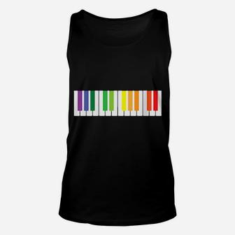 Womens Cool Rainbow Piano Lgbt Pride Musician Unisex Tank Top - Monsterry