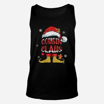 Womens Cousin Claus Christmas Santa Hat Family Group Matching Unisex Tank Top | Crazezy