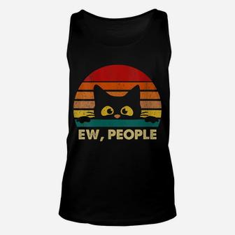 Womens Ew, People Vintage Black Cat Lover, Retro Style Cats Gift Unisex Tank Top | Crazezy