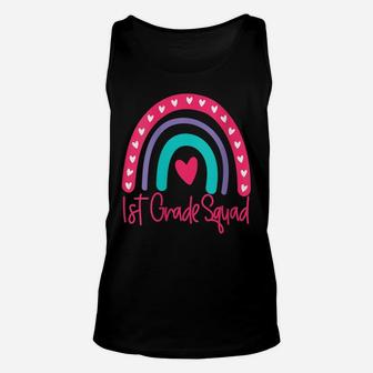 Womens First 1St Grade Squad Back To School Day Boho Rainbow Funny Unisex Tank Top | Crazezy UK