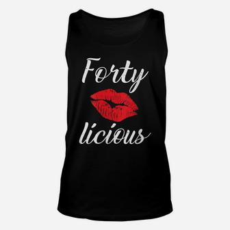 Womens Forty Licious Funny Birthday Party 40 Years Old Gift Unisex Tank Top | Crazezy UK