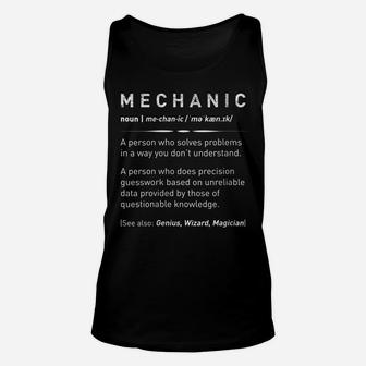 Womens Funny Mechanic Meaning - Mechanic Noun Definition Unisex Tank Top | Crazezy DE