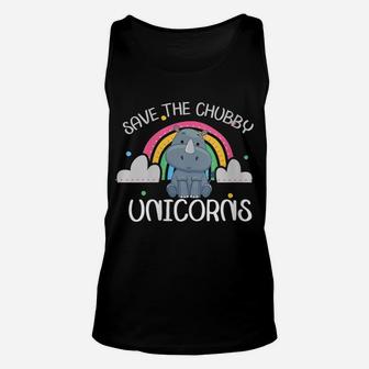 Womens Funny Rhino Animal Rights Vintage Save The Chubby Unicorns Unisex Tank Top | Crazezy