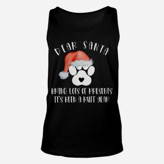 Womens Funny Santa Hat Dog Cat Paw Print Tshirt Christmas Clothes Unisex Tank Top | Crazezy