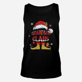Womens Grandson Claus Christmas Santa Hat Family Group Matching Unisex Tank Top | Crazezy