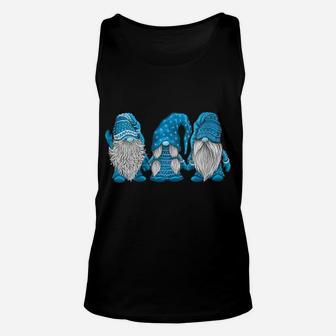 Womens Hanging With Blue Gnomies Santa Gnome Christmas Costume Unisex Tank Top | Crazezy