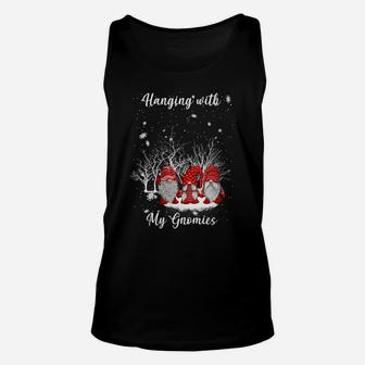 Womens Hanging With Red Gnomies Santa Gnome Christmas Costume Unisex Tank Top | Crazezy