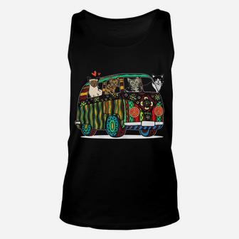 Womens Hippie Psychedelic Floral Peace Cat Van Bus Tropical Campers Unisex Tank Top | Crazezy AU