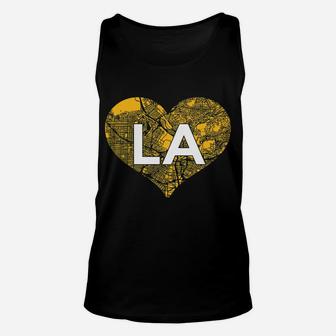 Womens I Love Los Angeles Basketball La Heart Map Unisex Tank Top | Crazezy
