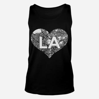 Womens I Love Los Angeles Football La Heart Map Unisex Tank Top | Crazezy