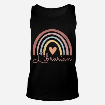 Womens Librarian Cute Boho Rainbow Funny Back To School Librarian Unisex Tank Top | Crazezy