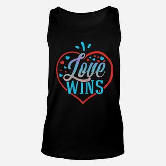 Womens Love Wins Gay Lesbian Rainbow Line Support Lgbt Pride Unisex Tank Top - Monsterry